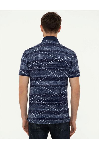 Pierre Cardin Μπλουζάκι με πέτο πουκάμισο Navy Blue Slim Fit