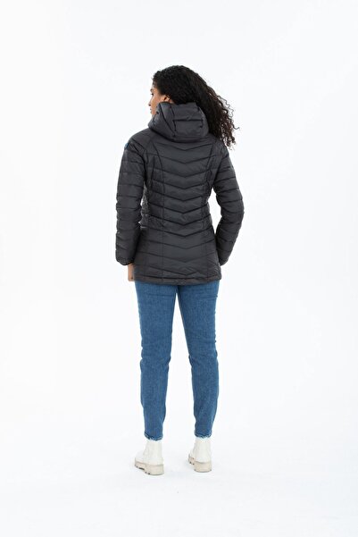 G-FOX Women's Short Fixed Hooded Padded Seasonal Sports Puffer Jacket 8722