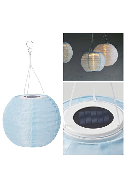 IKEA SOLVINDEN 22 cm Açık Mavi Solar Güneş Enerjili Sarkıt Lamba Bahçe Teras ...