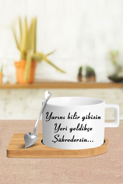 Bytwo Specially Designed Cup with Lyrics - Cup - Spoon and Saucer