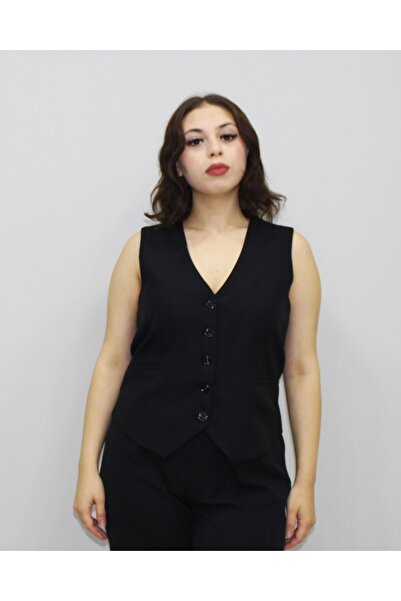 Hebb Club Düğmeli Cep Detaylı Keten Klasik Yelek