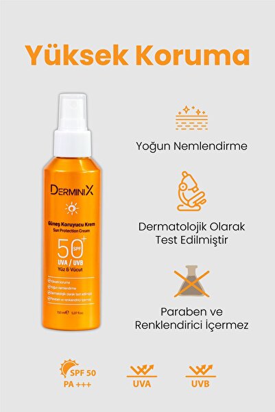 Derminix Leke Karşıtı Güneş Koruyucu Krem - 50 Spf Yüz Ve Vücut Güneş Kremi
