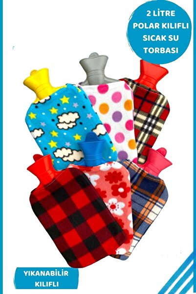 Entude 2 Lt Polarlı Sıcak Su Torbası, Doğal Kauçuk Yıkanabilir Kılıflı Sıcak Su Torbası