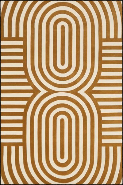 Rugs Modern Halı Οβάλ, κίτρινο, κρεμ, υφαντό χαλί με γεωμετρικό μοτίβο στη βά...