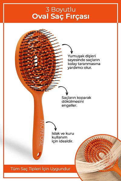 Morfose Orange Pro Three-dimensional Oval Hair Brush - Comb