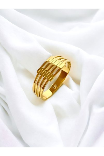 Only Vogue 2 Years Warranty Certificated Steel Gold Color Rib Bracelet