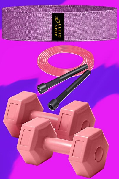 Genel Markalar Dambıl Seti 2 Adet 1 kg Dambıl Squat Band Atlama İpi Hediyeli ...