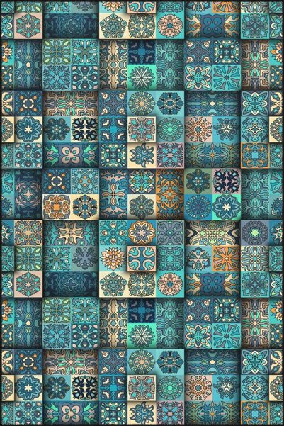 Rugs Modern Halı بلاط مطرز بنمط هندسي ملون وقاعدة منسوجة وسجاد مزخرف قابل للغ...