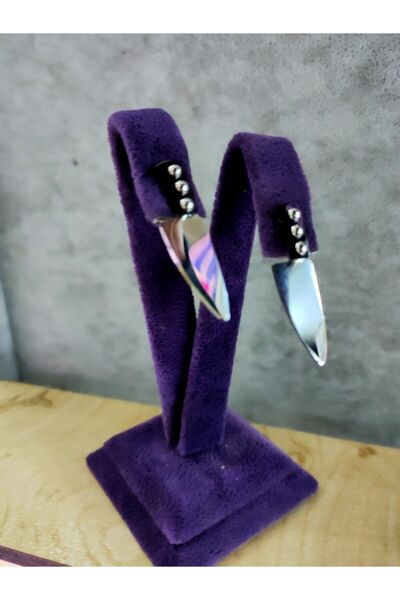 sarıyer silver Bıçak Çelik Paslanmaz Vidalı Küpe