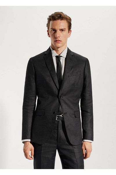 MANGO Man Μπουφάν Blazer από 100% λινό ύφασμα