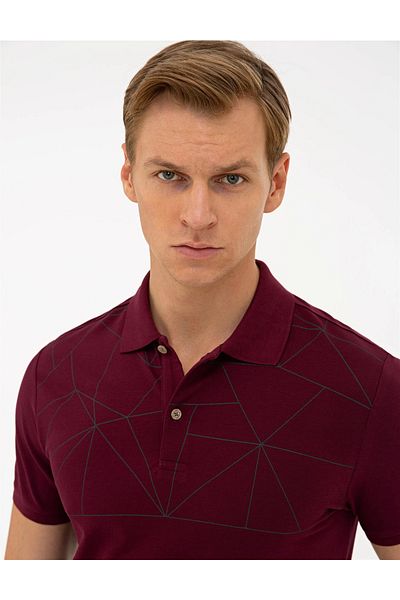 Pierre Cardin Μπλουζάκι Claret Red Slim Fit