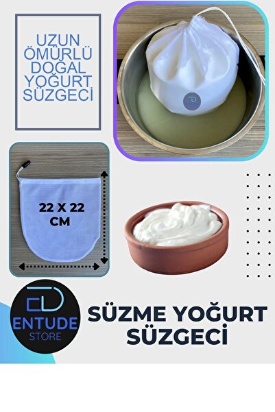 Entude Doğal Süzme Yoğurt Süzgeci - Yoğurt, Tereyağı ve Süt İçin Bez Torba Sü...