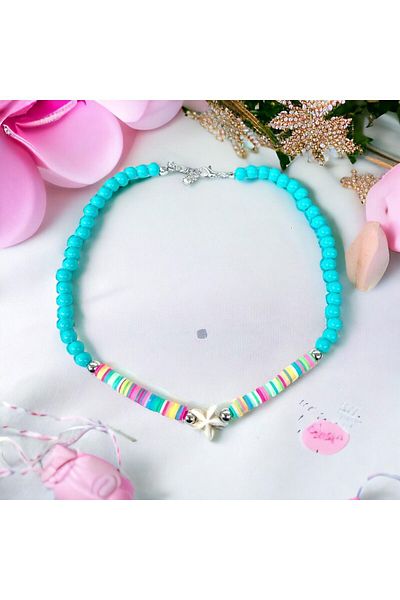 LeylanTakı Stork Jewelry Children's Turquoise Starfish Handmade Necklace