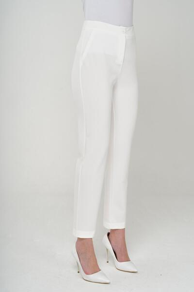 Olcay Skinny Leg Kalhoty Ecru 7559