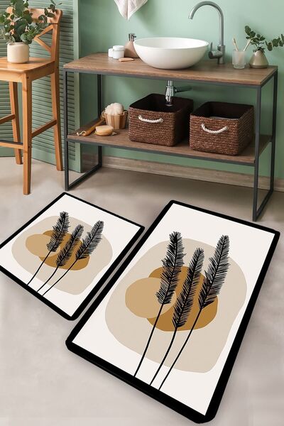 MABEBA TEKSTİL Day Sunrıse Djt Set of 2 Bathroom Rugs Bath Mat 60X90 and 60X40