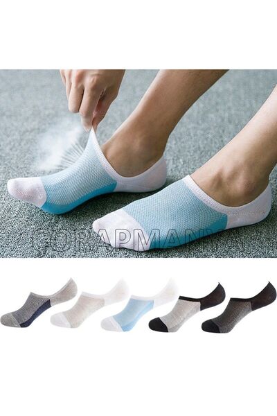 çorapmanya 5 Çift Dikişsiz Erkek Yazlık Rahat Nefes Alabilen Sneaker / Görünm...