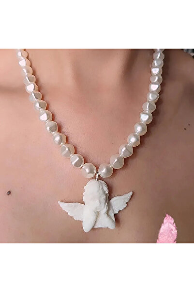 Atölye Myth White Angels Handmade Necklace and Earring Set