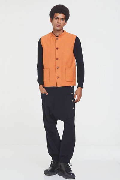 Clandestino Judge Collar Bohemian Men's Vest Orange