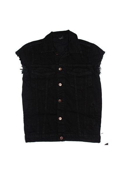 Modaroma Metallica Black Sleeveless Denim Vest