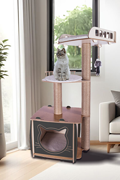 Patihomes Xl Lâl Katlı Yataklı Kedi Evi Gri