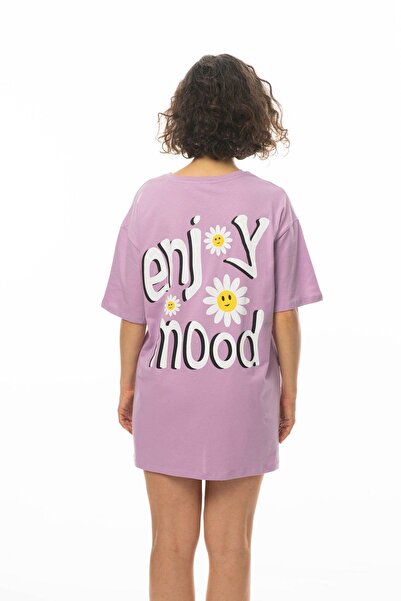 Mood Lab Γυναικείο μπλουζάκι τουνίκ με στάμπα μπροστά-πίσω