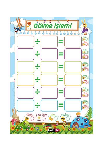 Baskı Life Summer Delete Set of 5 Fun Division, Multiplication, Subtraction, Addition - A4 PVC Cardboard