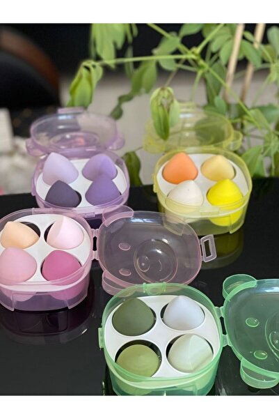 HaLVeY Plastik Kutulu Renkli 4lü Makyaj Sünger Seti