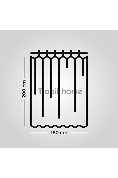 Tropikhome Mavi Kahve Banyo Perdesi Askı Hediyeli 180x200cm Tek Kanat Duş Perdesi, Deniz Kum Banyo Duş Perdesi