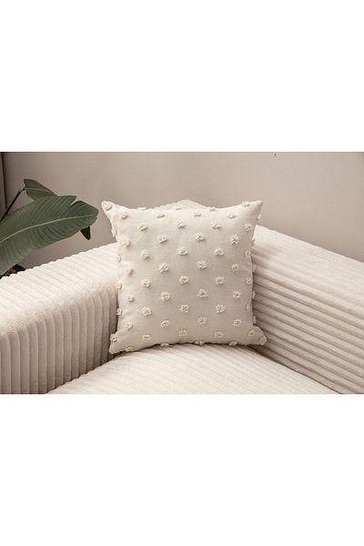 BUGİ HOME COLLECTİON Jacquard Polka Dot Linen Fabric 43x43 Single Throw Pillow Cover
