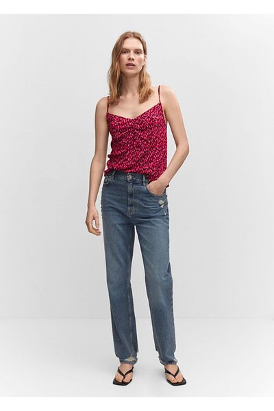 MANGO Woman Gemusterte, geraffte Bluse
