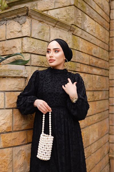 PİNK FLY Lace Patterned Scallop Long Women's Dress 1388