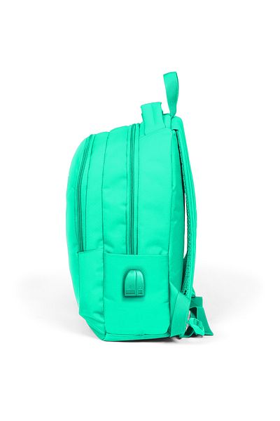 Coral High Rucsac de școală pentru copii, verde apă, cu trei compartimente, cu port USB 24309