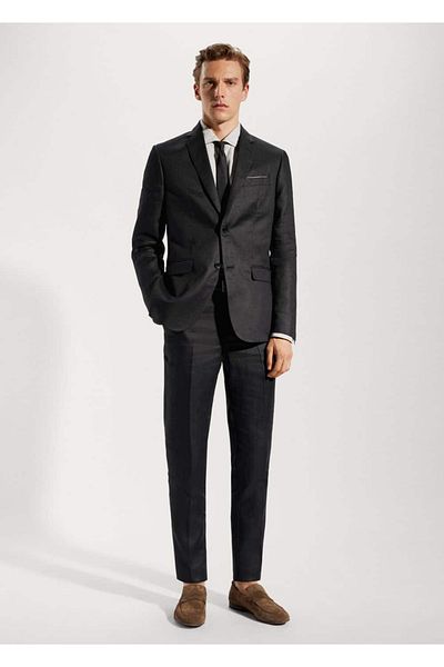MANGO Man Μπουφάν Blazer από 100% λινό ύφασμα