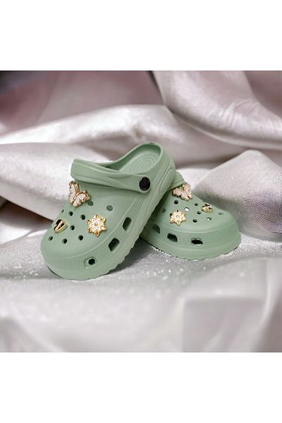PATİK BEBE Papuci pentru fete, talpă Eva anti-alunecare, cu pietre decorate și elegante