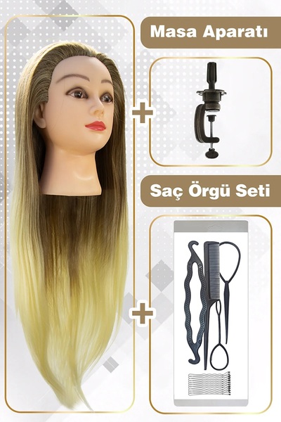 KONAK PERUK جهاز تدريب على تصفيف الشعر من الألياف الاصطناعية المتدرجة + جهاز ...