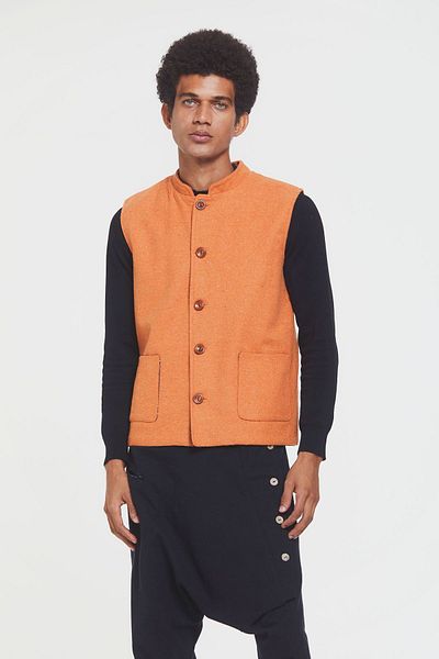 Clandestino Judge Collar Bohemian Men's Vest Orange