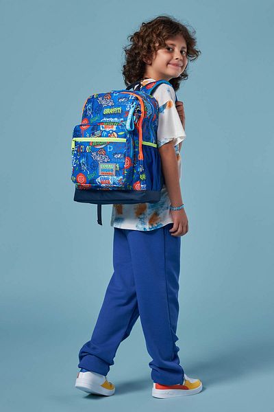 Coral High Saks Graffiti Patterned School Backpack for Kids - 23767