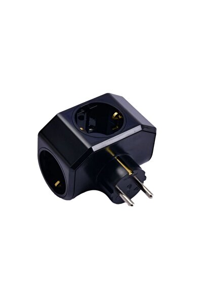 VİKO Yonca 3'lü Topraklı Priz Siyah