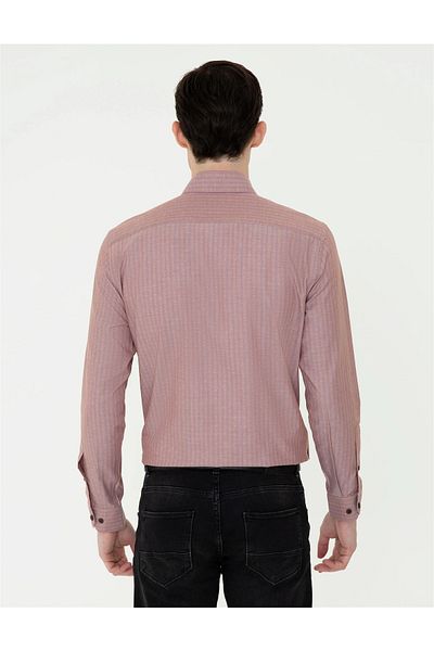 Pierre Cardin Μακρυμάνικο Claret Red Slim Fit πουκάμισο