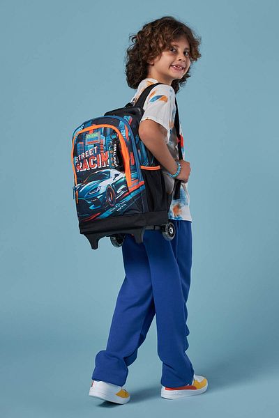 Coral High Model de mașină de curse Nefti neagră - Rucsac de școală cu trei compartimente 23965