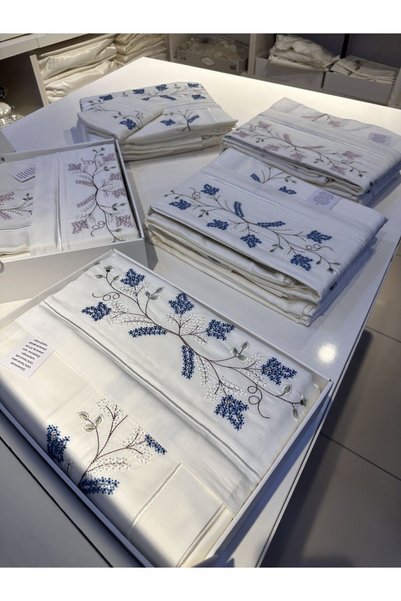 incisecrethome 100% Cotton Satin Embroidered Duvet Cover Set - Double / 6 Pieces / | Luxury Quality (elegance)