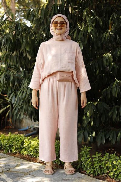 Ceylan Otantik Muslin Pink Casual Set