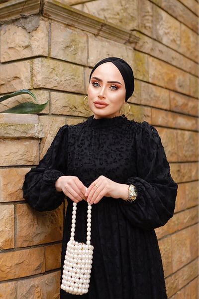 PİNK FLY Lace Patterned Scallop Long Women's Dress 1388