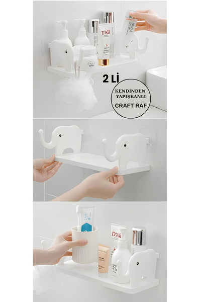 Entude 2 Adet Kendinden Yapışkanlı Craft Banyo Rafı Baharatlık Rafı Organizer...