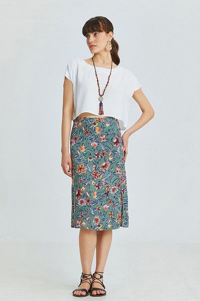 Clandestino Gray Midi Skirt - Side Slit Detail