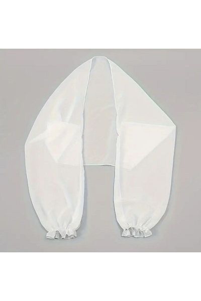 es moda shop White Chiffon Shawl - Moni, Ruffled Sleeve