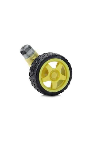 Genel Markalar Sarı Tekerlek Redüktörlü Dc Motor 250 Rpm