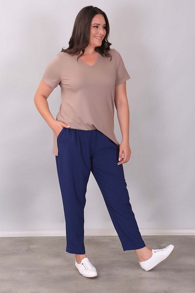 SERTUĞ Μπλούζα με λαιμόκοψη V-λαιμόκοψη Basic Mink