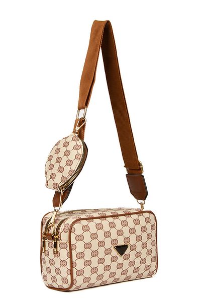 Adelina Bags Γυναικεία τσάντα ώμου με σχέδια με λεπτομέρεια πορτοφολιού
