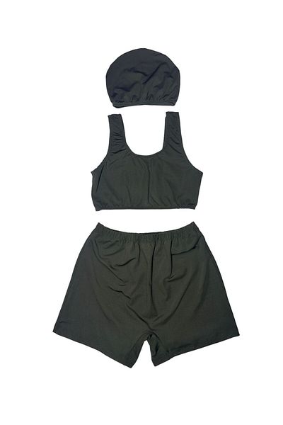 MİRASWİM Women's Shorts Suit Badge (Dark Green) (Without Caps)